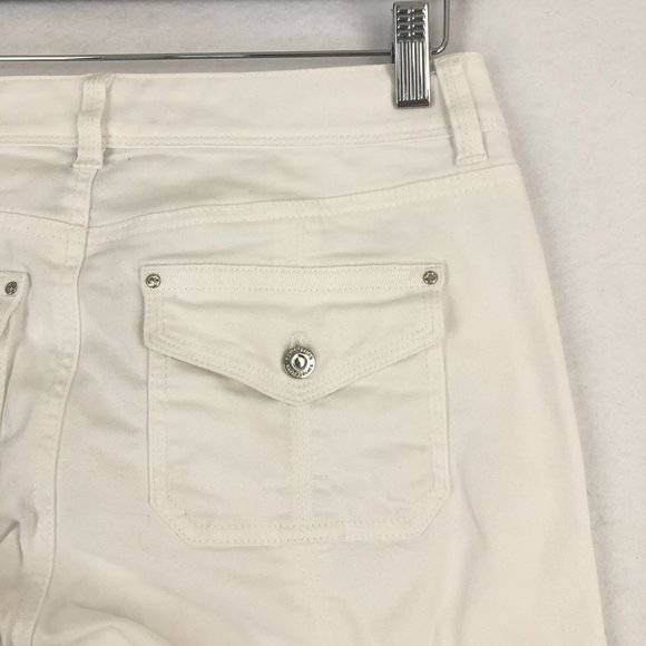 White House Black Market Women's Size 6 White Crop Leg Embroidered Stretch Jeans - Picture 4 of 12